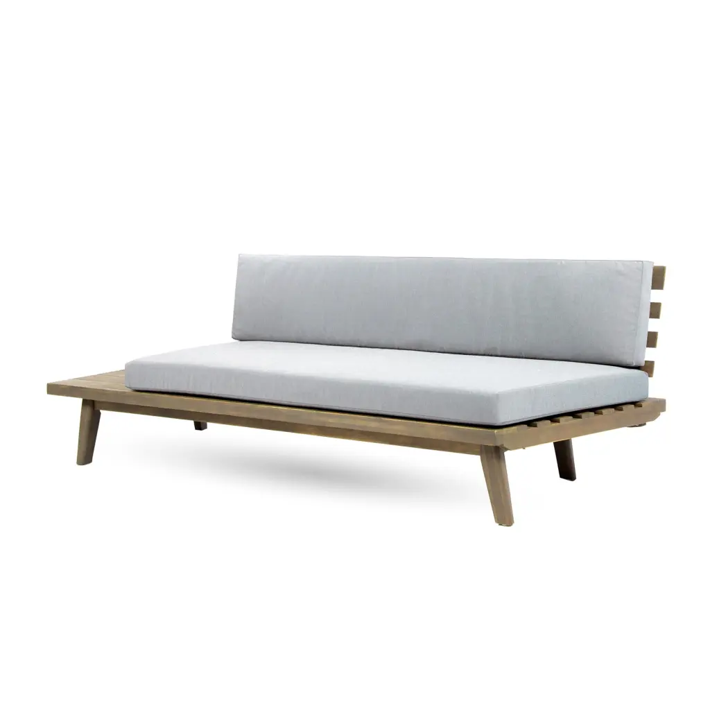 Hillcrest 2 Seater Sofa Left Side Gray Acacia Wood Modern Living Room Furniture nh-gardenpara