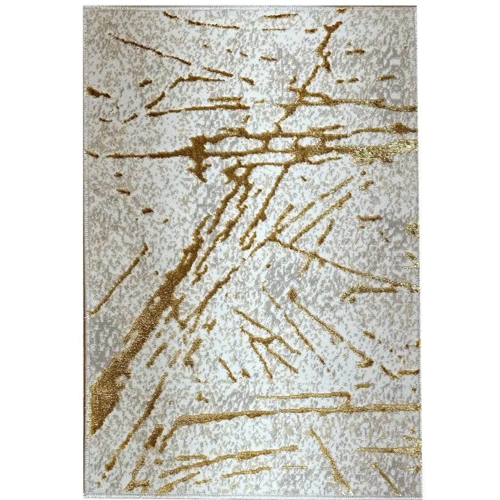 Shifra Premium Area Rug Beige And Gray Gold Abstract Design furnings
