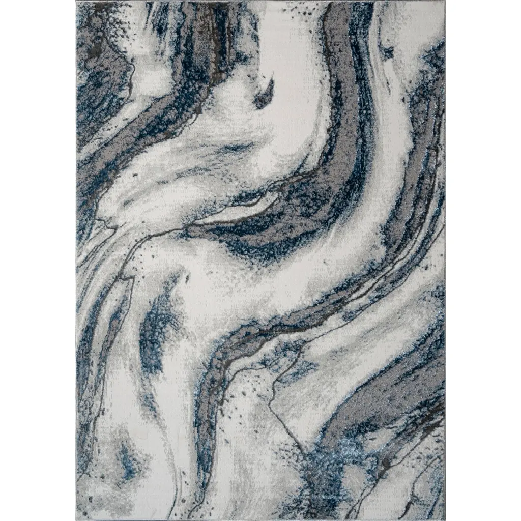 Ziv Premium Area Rug Blue and Grey Abstract Design Multicolor Polyester furnings