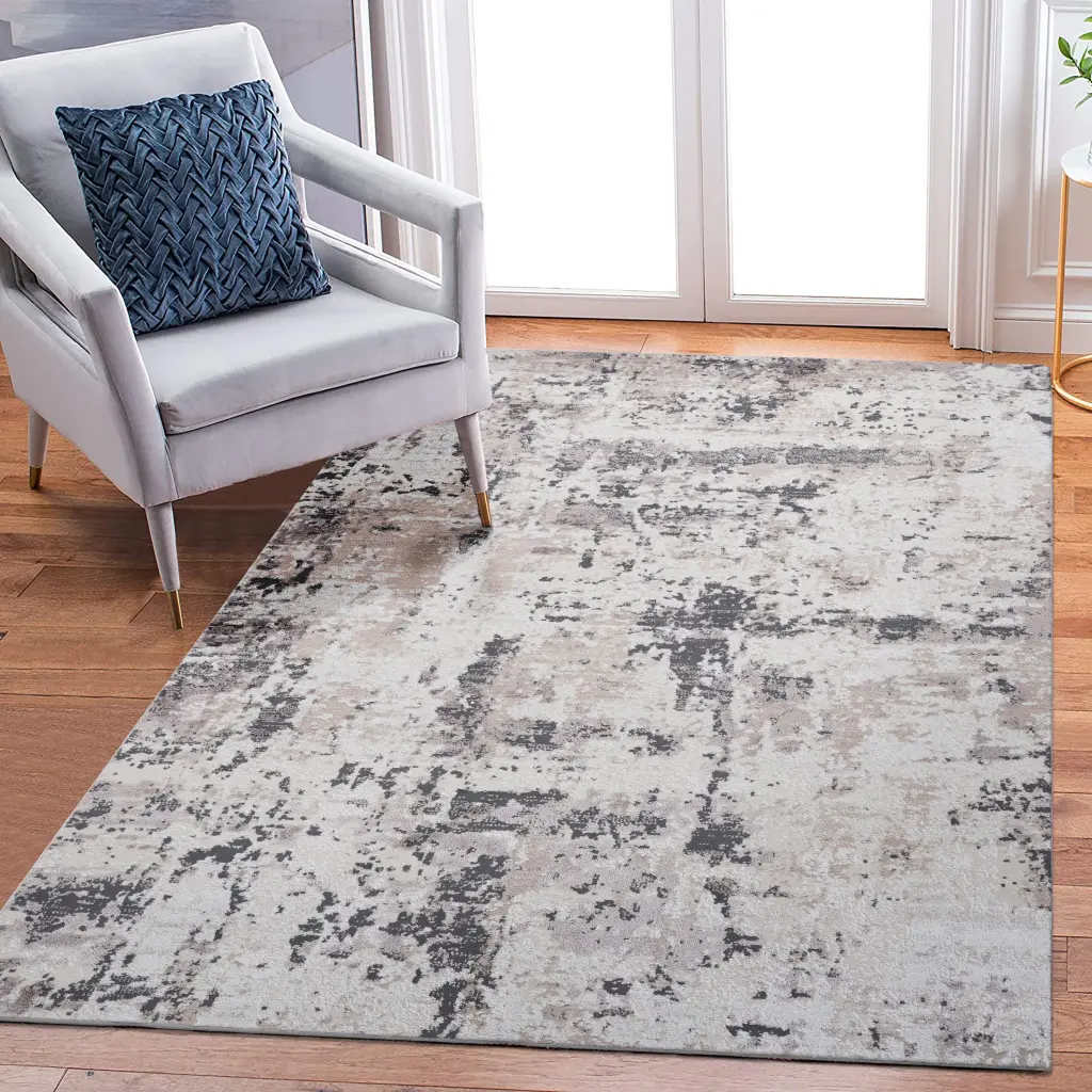 5x7 Cream Brown Abstract Non Shedding Living Room Bedroom Dining Home Rug naar rug