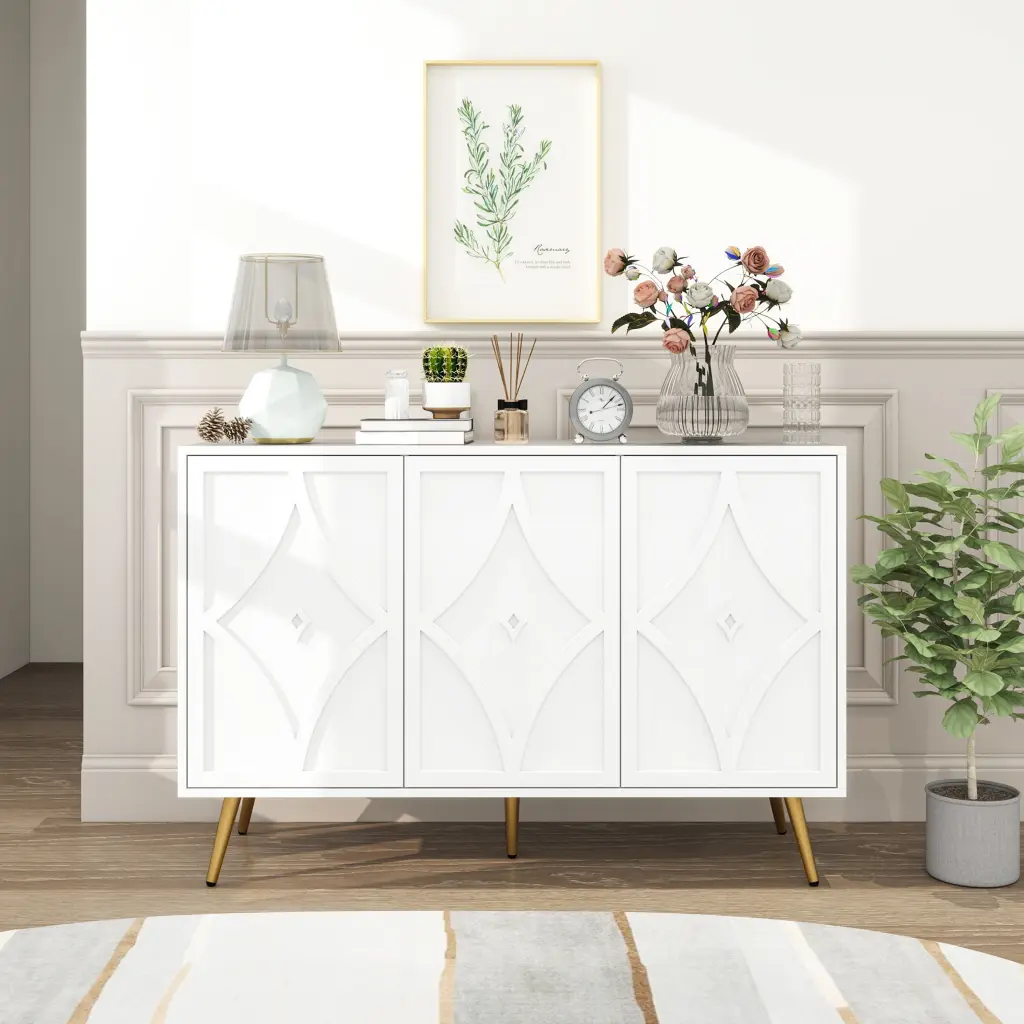 3 Door Storage Cabinet Accent Cabinet Adjustable Shelves rnb