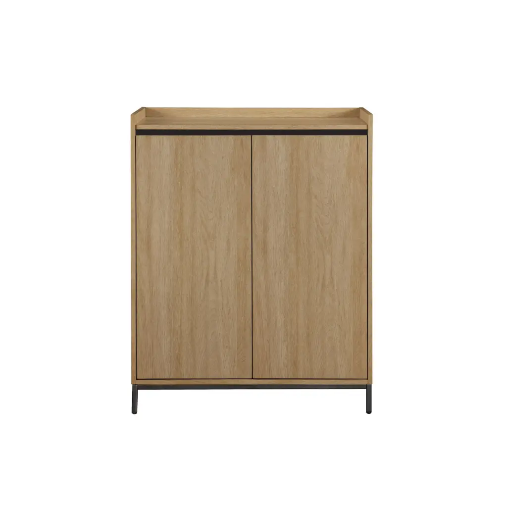Contemporary Minimalist 2 Door Accent Cabinet Coastal Oak Light Brown walker edison