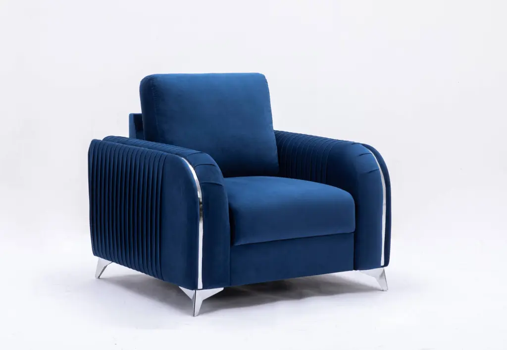 Wenona Chair Blue Velvet Upholstered Modern Accent Chair Living Room acme onsite store