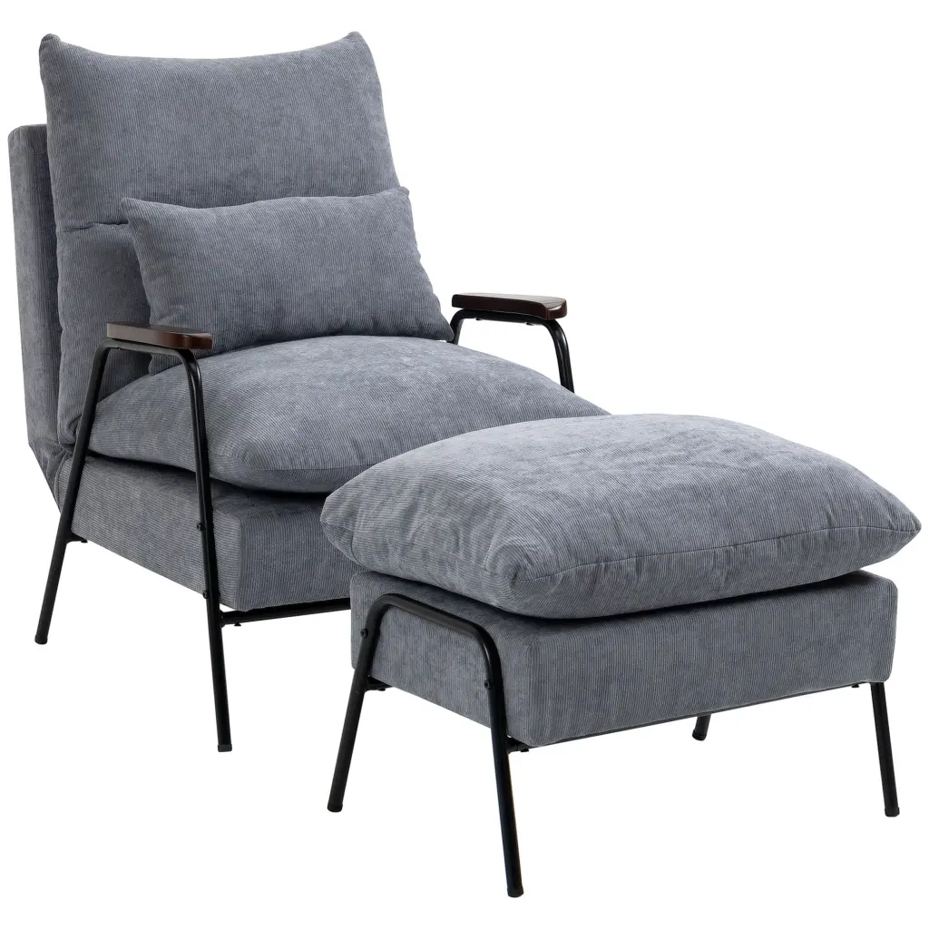 Homcom Accent Chair Ottoman Reclining Comfy Chair Adjustable Backrest aosom business