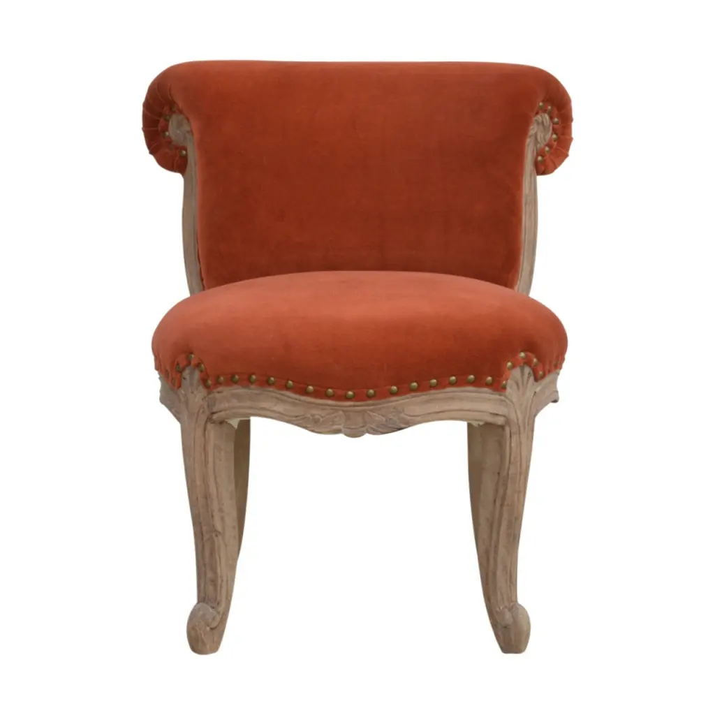 Brick Red Velvet Studded Chair Brick Red Foam Wood Fabric Living Room Accent Chair artisan furniture