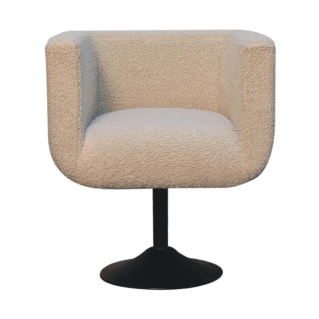 Cream Boucle Swivel Chair Cream Foam Wood Fabric artisan furniture