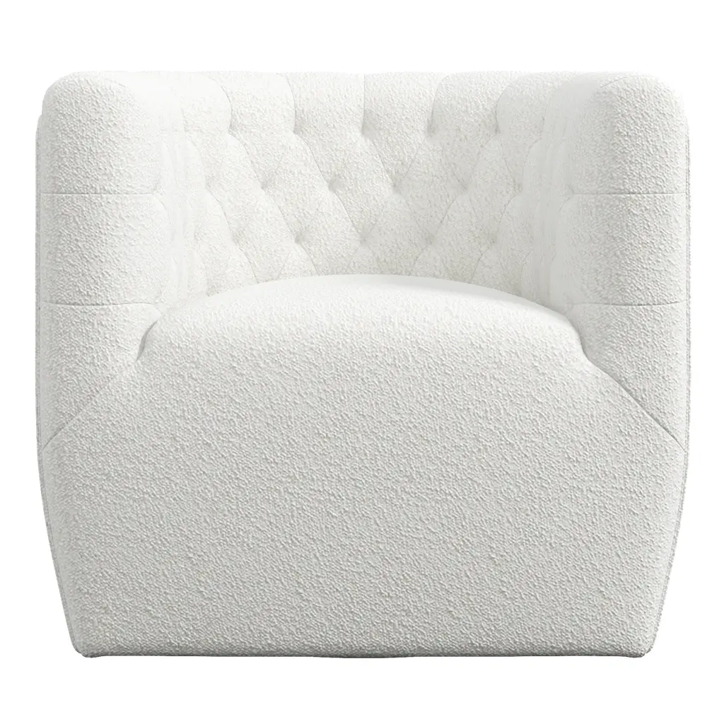 Delaney Swivel Chair Beige Boucle Modern Living Room Accent Chair ashcroft furniture