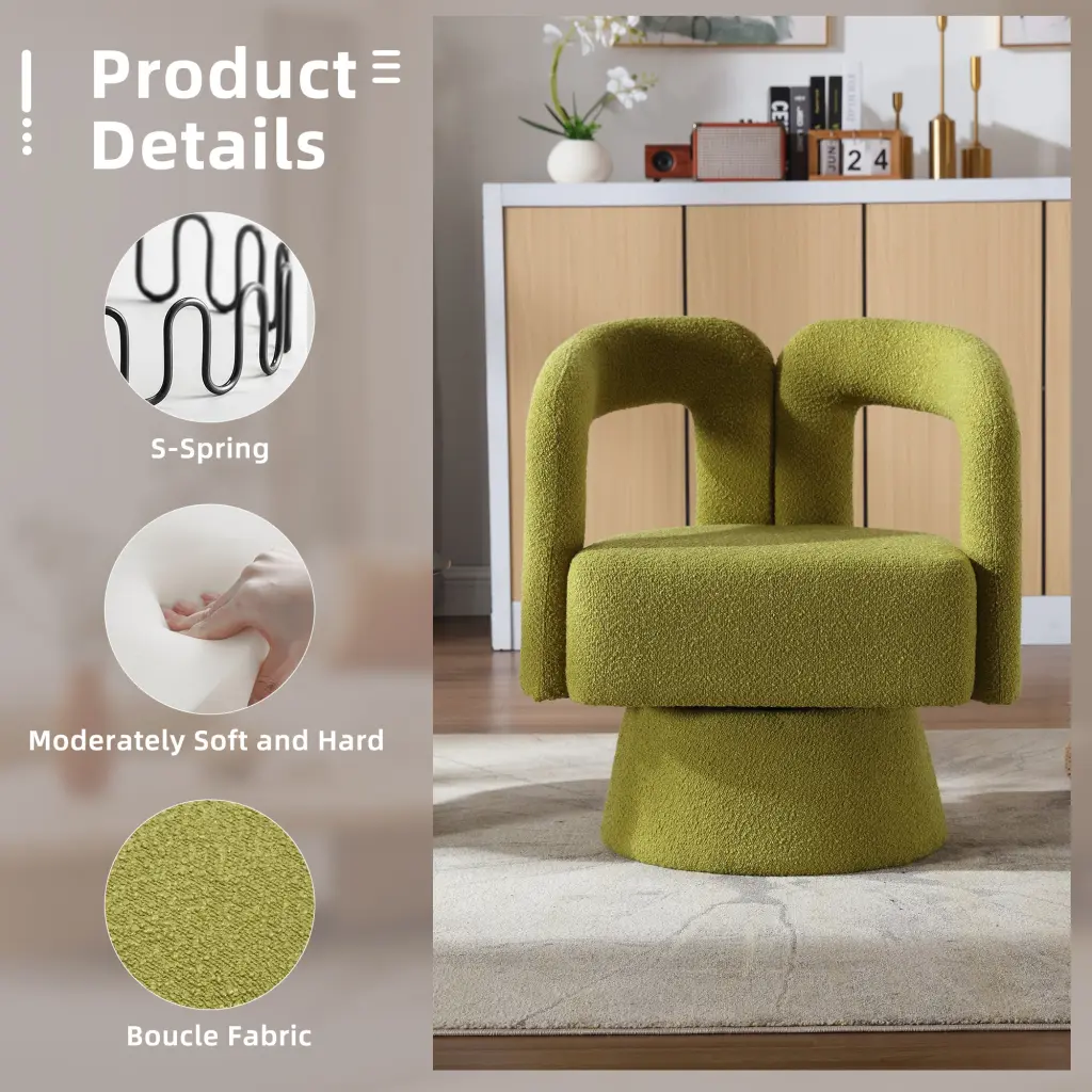 Coolmore 360 Degree Swivel Cuddle Barrel Accent Chair Round Armchair coolmore w-395