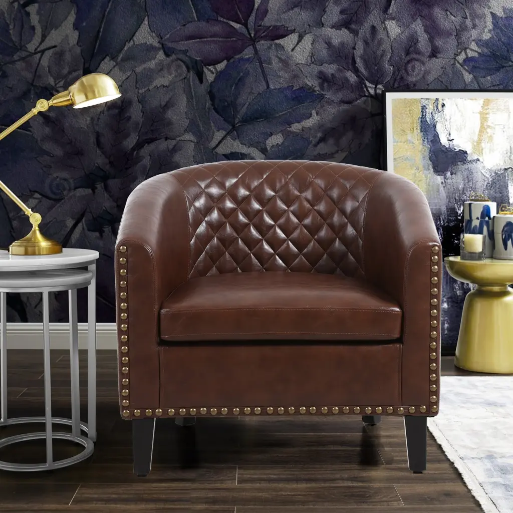 Coolmore Accent Barrel Chair Solid Wood Legs Living Room coolmore w-395
