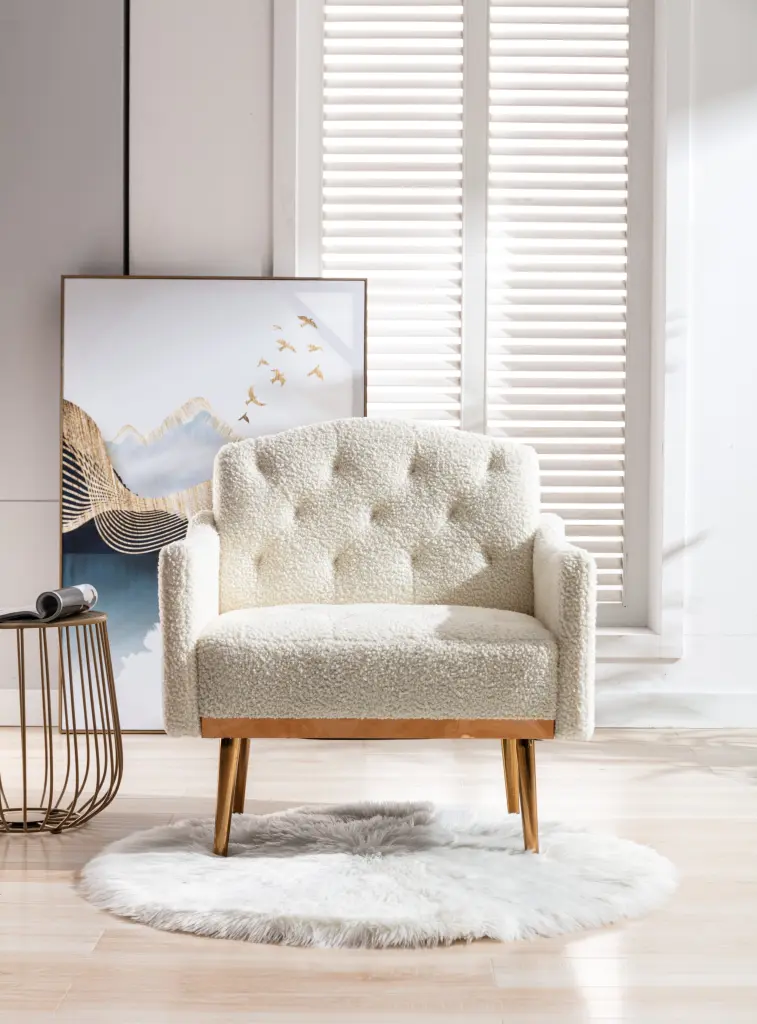 Coolmore Modern Accent Chair Arms Tufted Decorative Fabric Armchair coolmore w-395