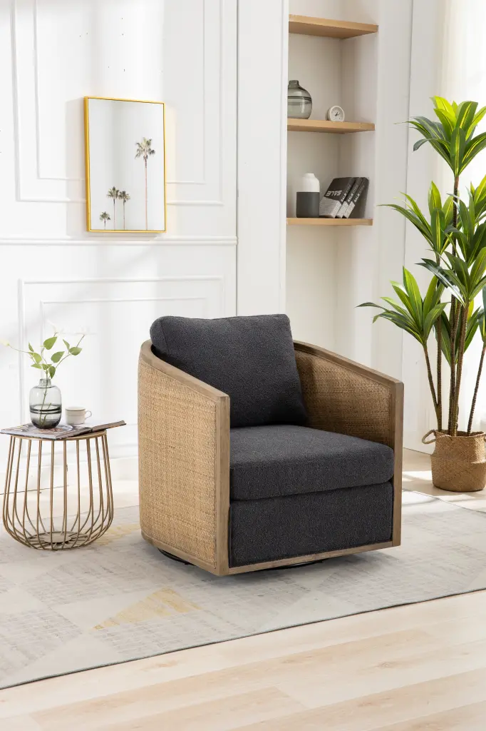 Coolmore Swivel Barrel Chair Comfy Round Accent Sofa Chair Living Room coolmore w-395