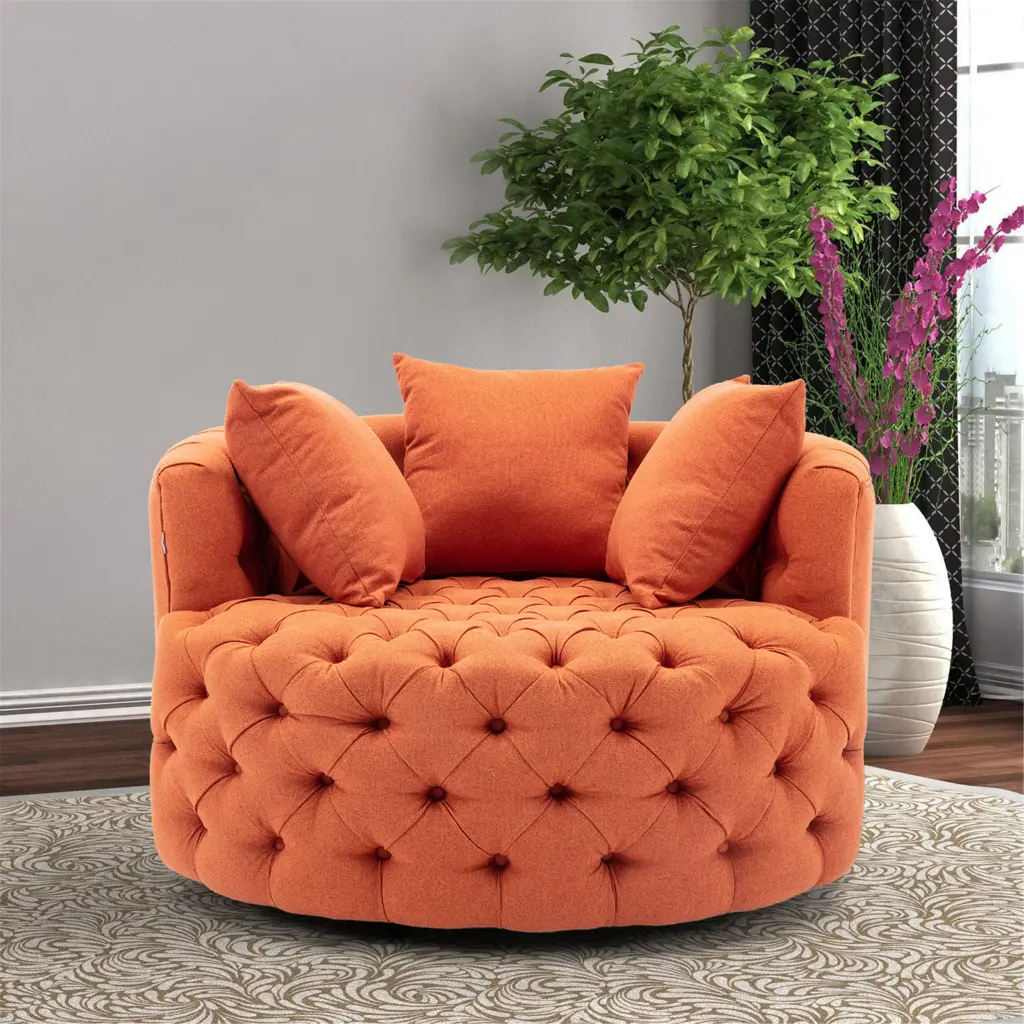 Modern Akili Swivel Accent Chair Barrel Chair Hotel Living Room Office coolmore w-395