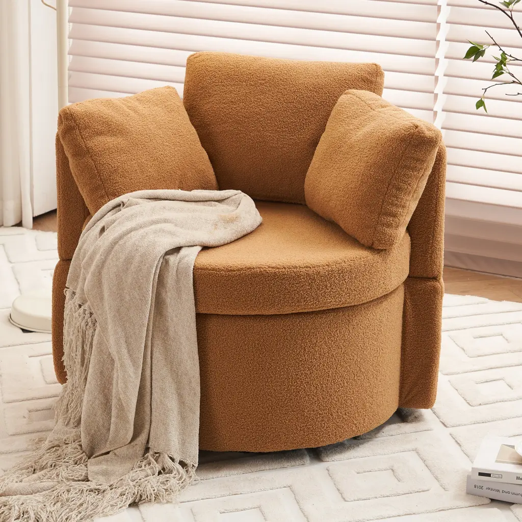 029 Teddy Fabric Swivel And Storage Chair Back Cushion Living Room dg collection