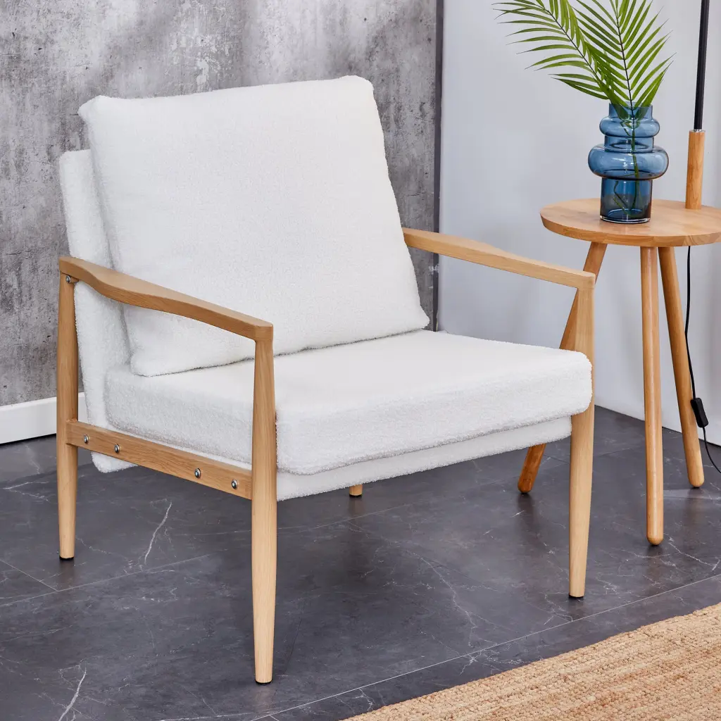 Teddy Velvet Accent Arm Chair Mid Century Upholstered Armchair droom w-1151