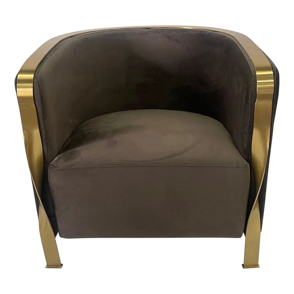 Brown And Gold Sofa Chair Brown Stainless Steel Velvet Upholstery furnings