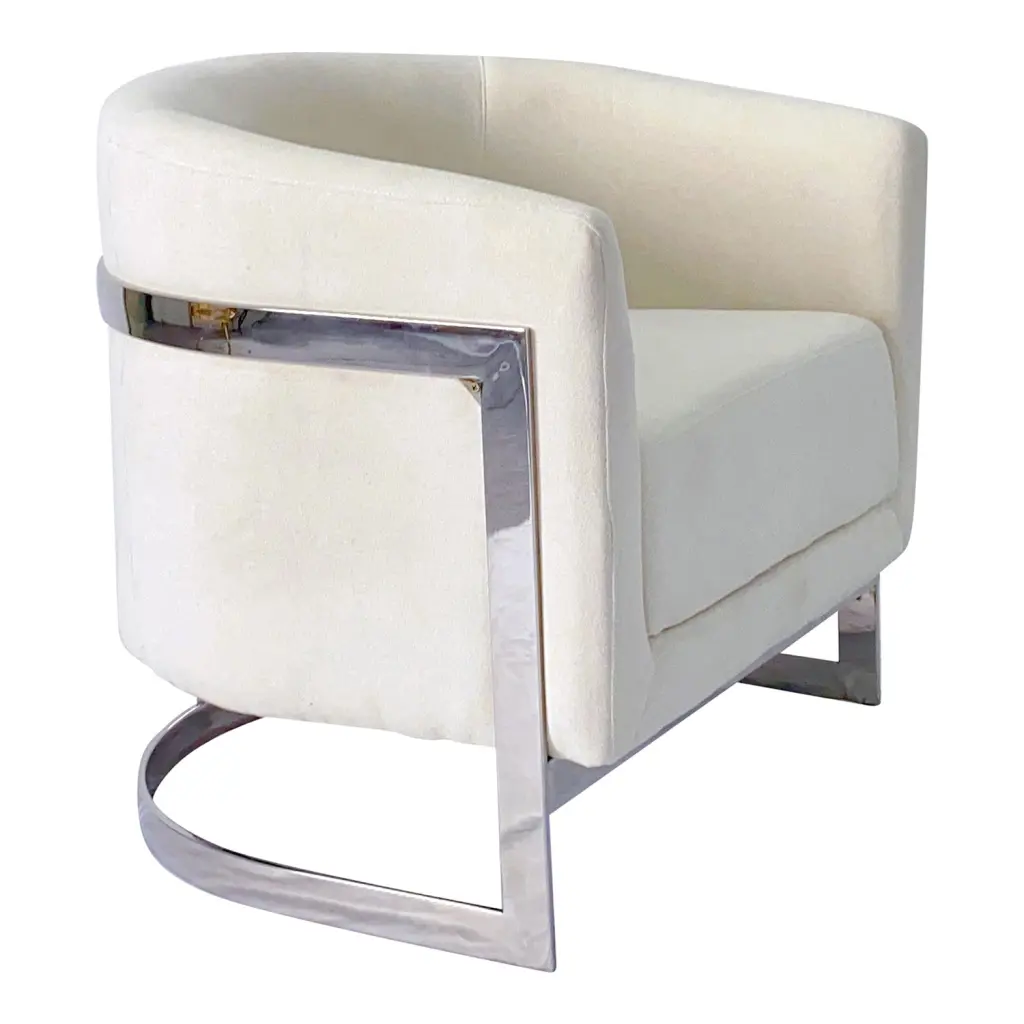 White and Silver Sofa Chair Stainless Steel Velvet Upholstered furnings