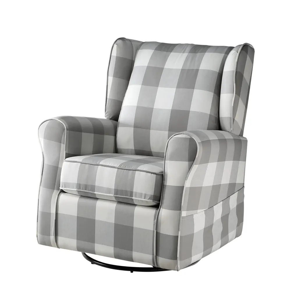 Grey And White Rolled Arm Swivel Chair Glider Grey Primary Living Room Accent furniture max