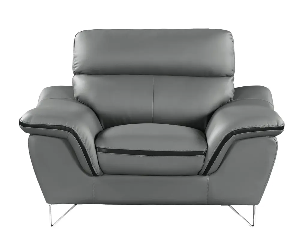 Authentic Gray Foam Leather Chair Office or Living Room global united