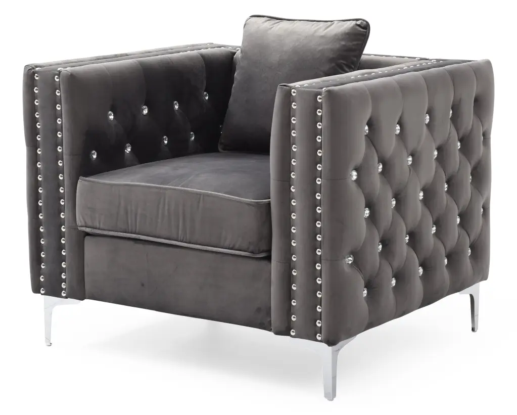 Paige G822A C Chair Gray Gray Foam Velvet glory furniture