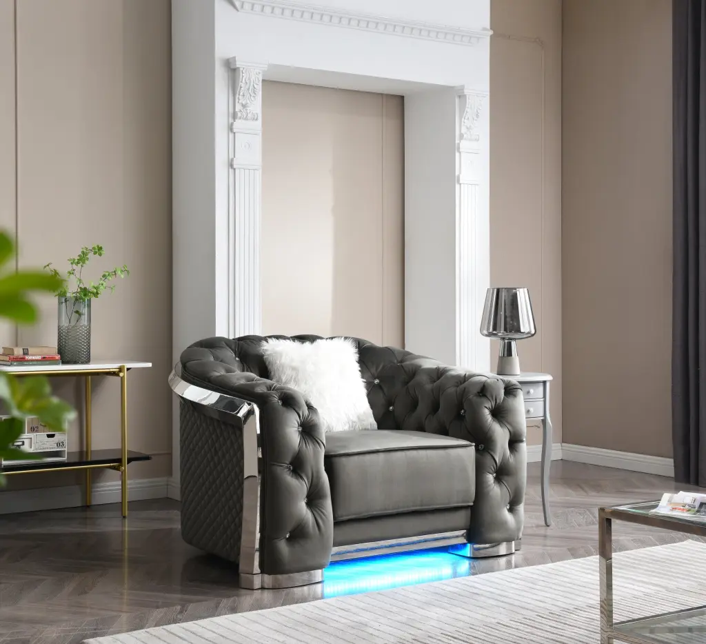 Sapphire G0590A C Chair Gray Gray Foam Velvet Comfortable Seating glory furniture