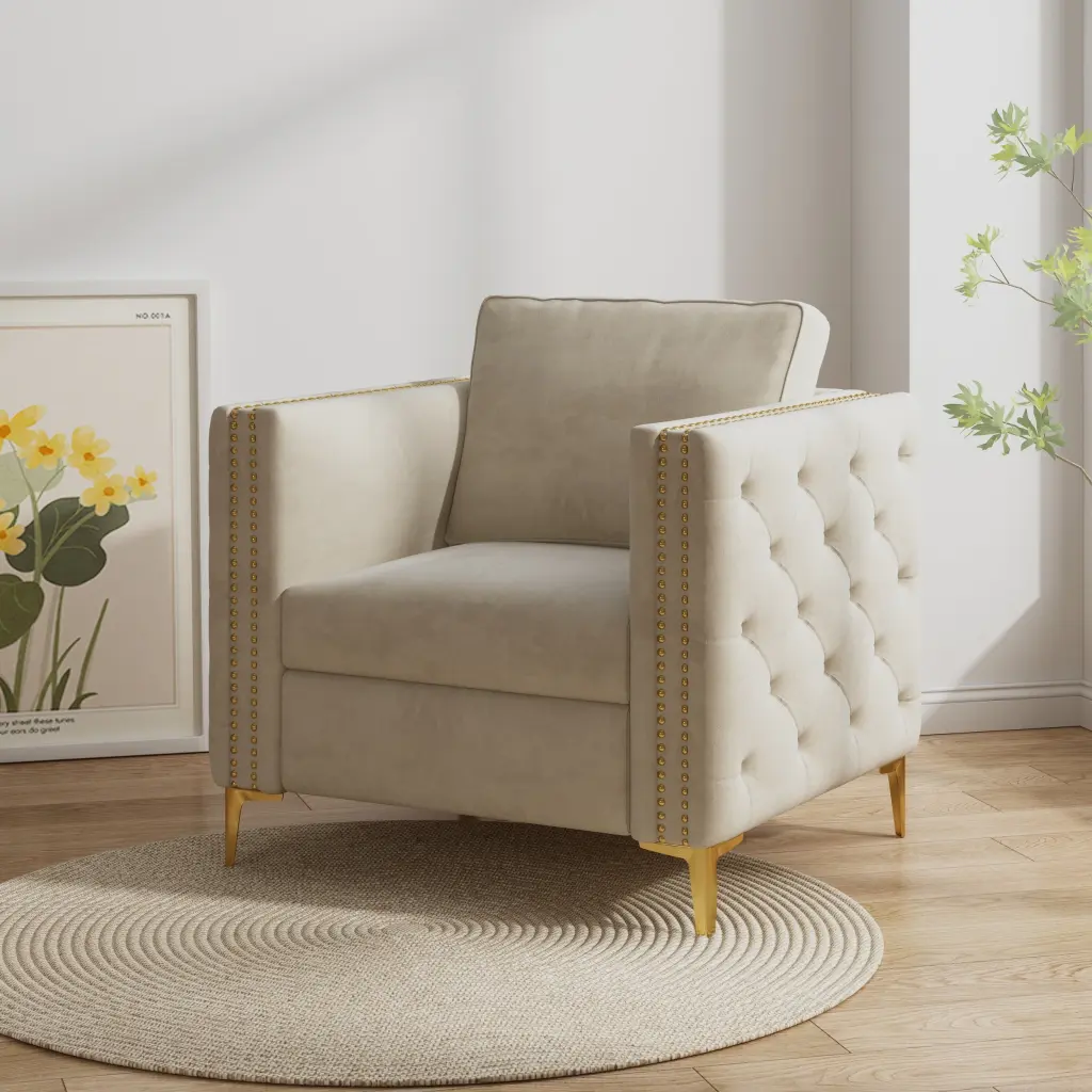 Accent Chair Living Room Upholstered Arm Chair Metal Legs hdf store