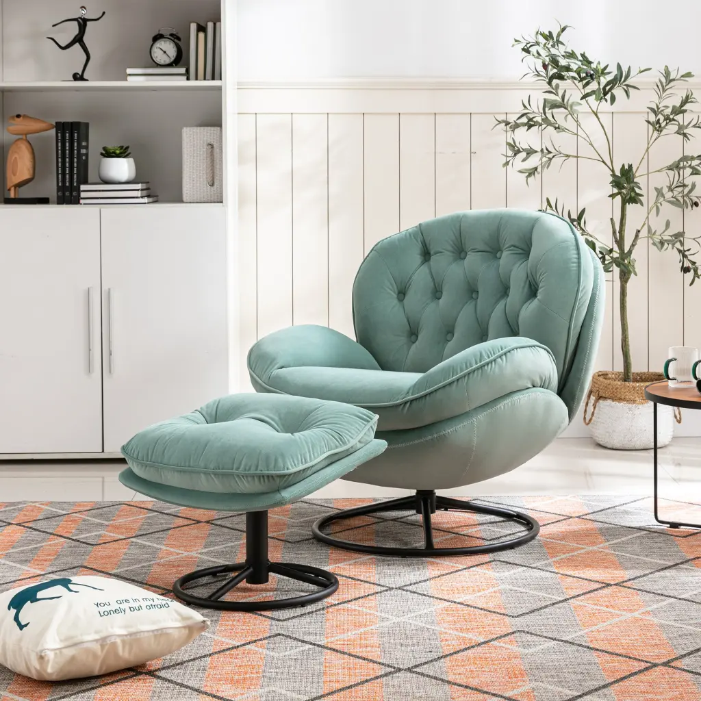 Teal Accent Chair Ottoman Living Room TV Chair homemax