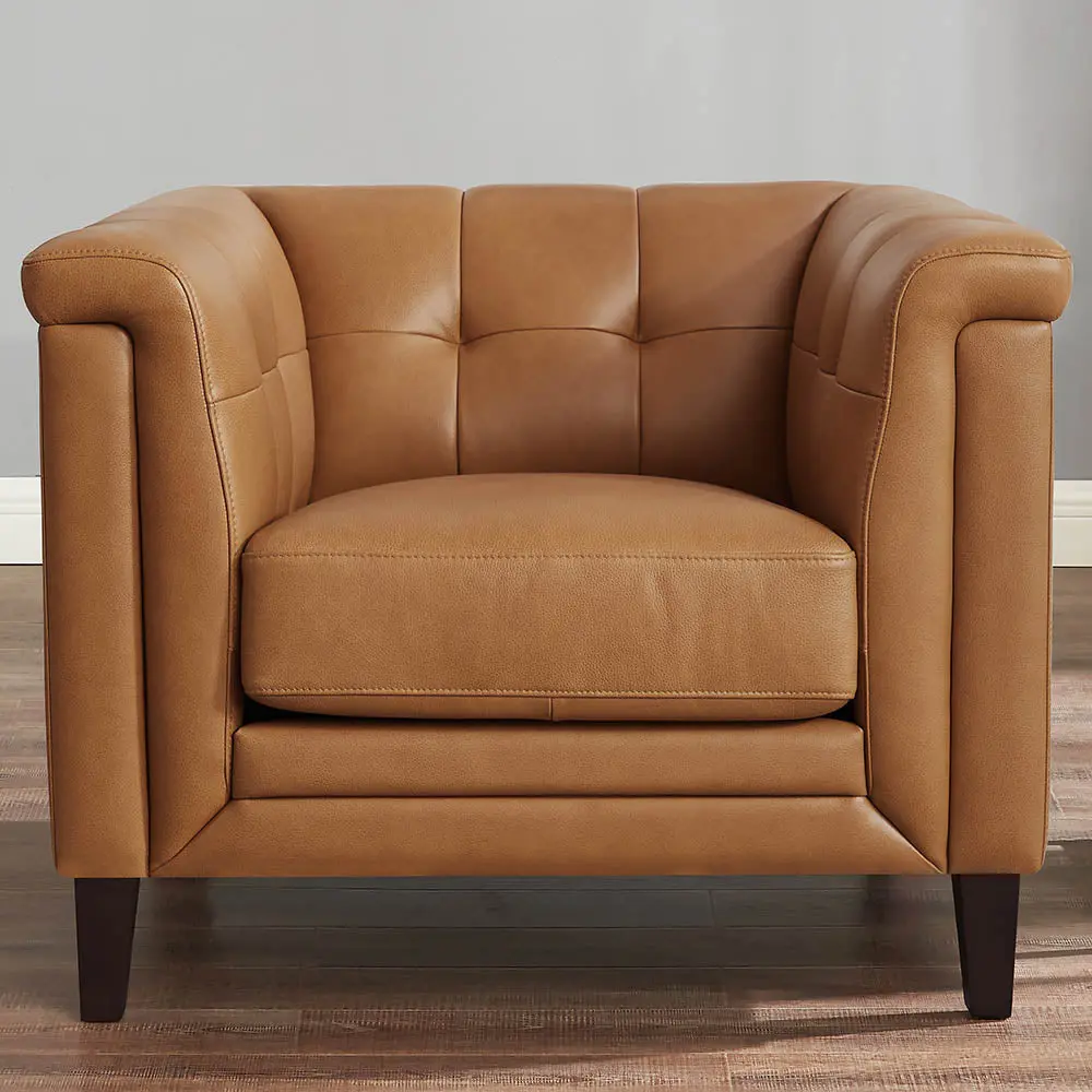 Arvo Cognac Leather Chair Down Filling Authentic Leather hydeline furniture