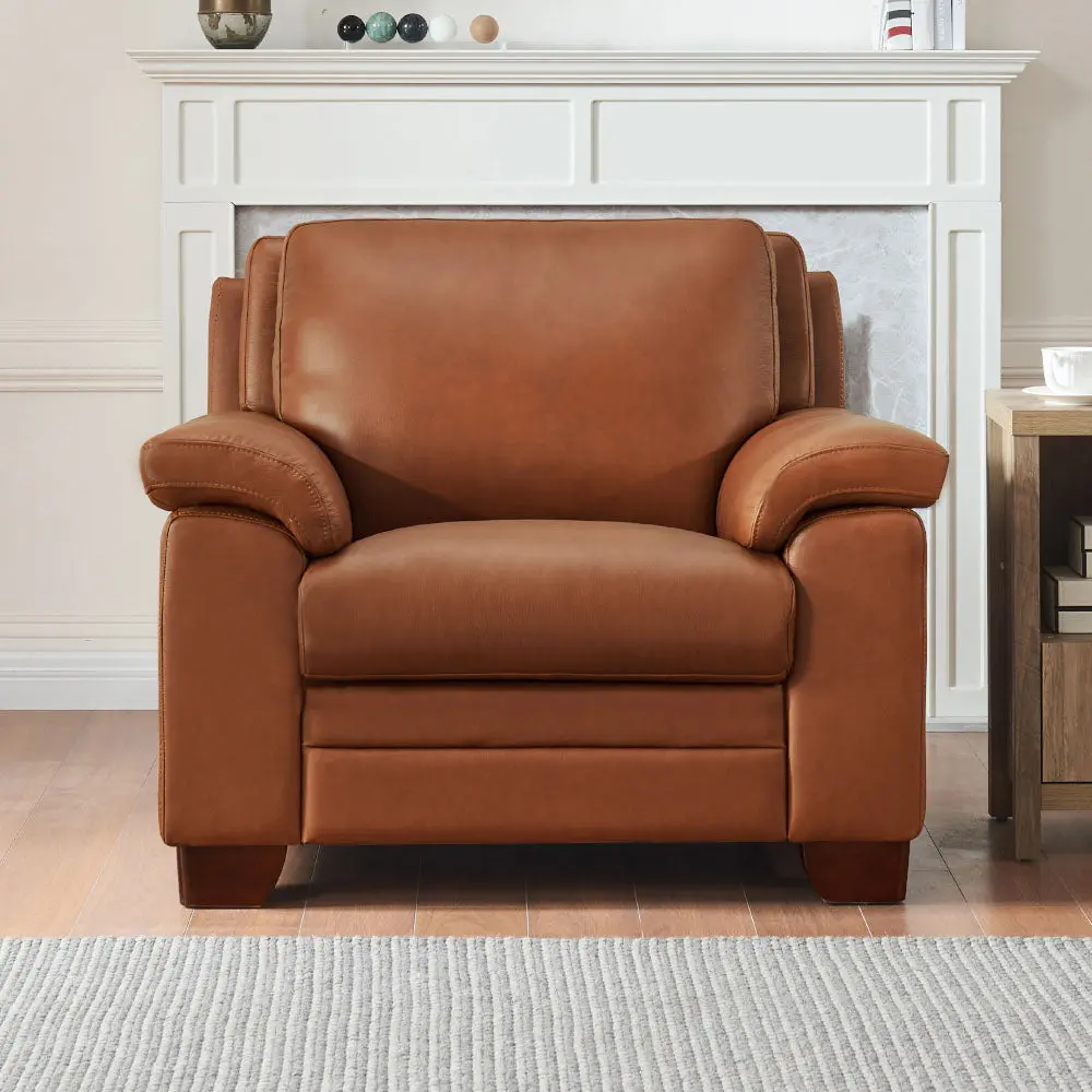 Magnum Leather Chair Brown Memory Foam Authentic Leather Comfortable Seating hydeline furniture