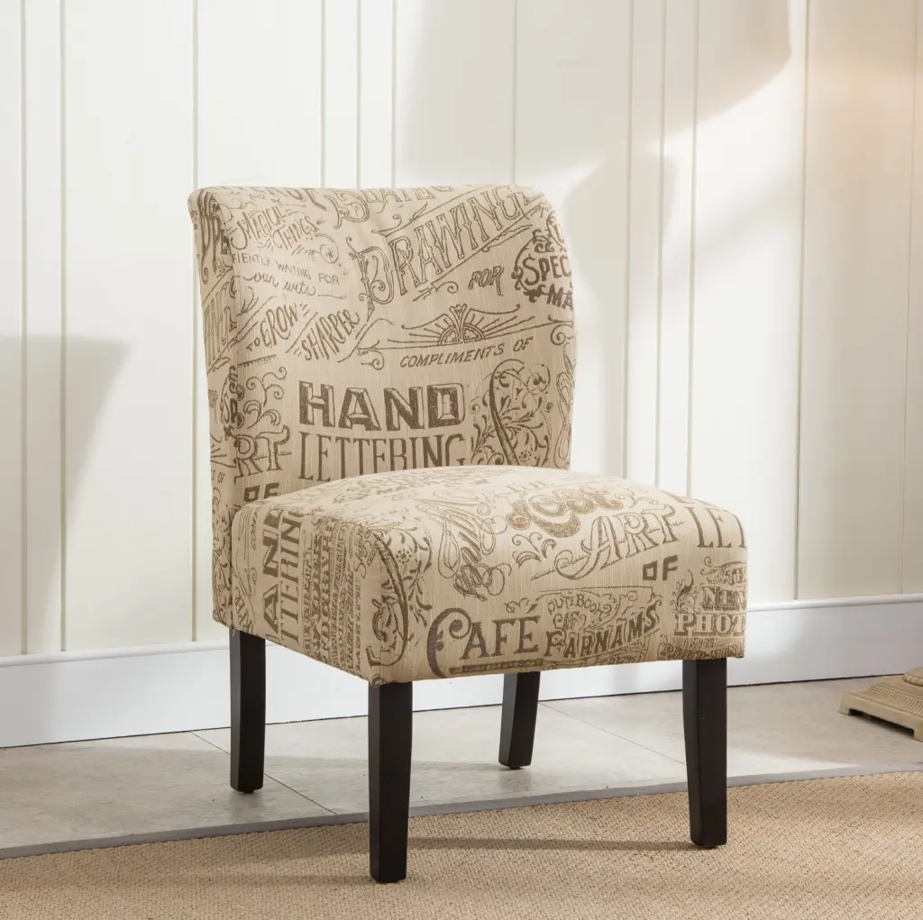 Capa Chalkboard Light Print Fabric Armless Contemporary Accent Chair Modern hz