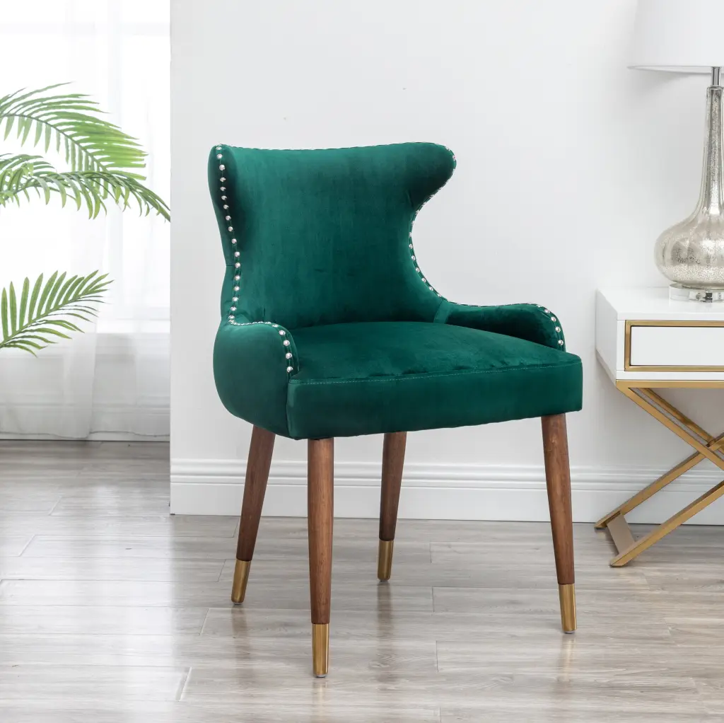 Lindale Contemporary Velvet Upholstered Green Accent Chair hz