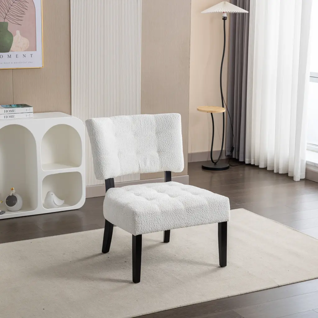 Movile Boucle Tufted Accent Chair Oversized Seating White Modern Lounge Chair hz