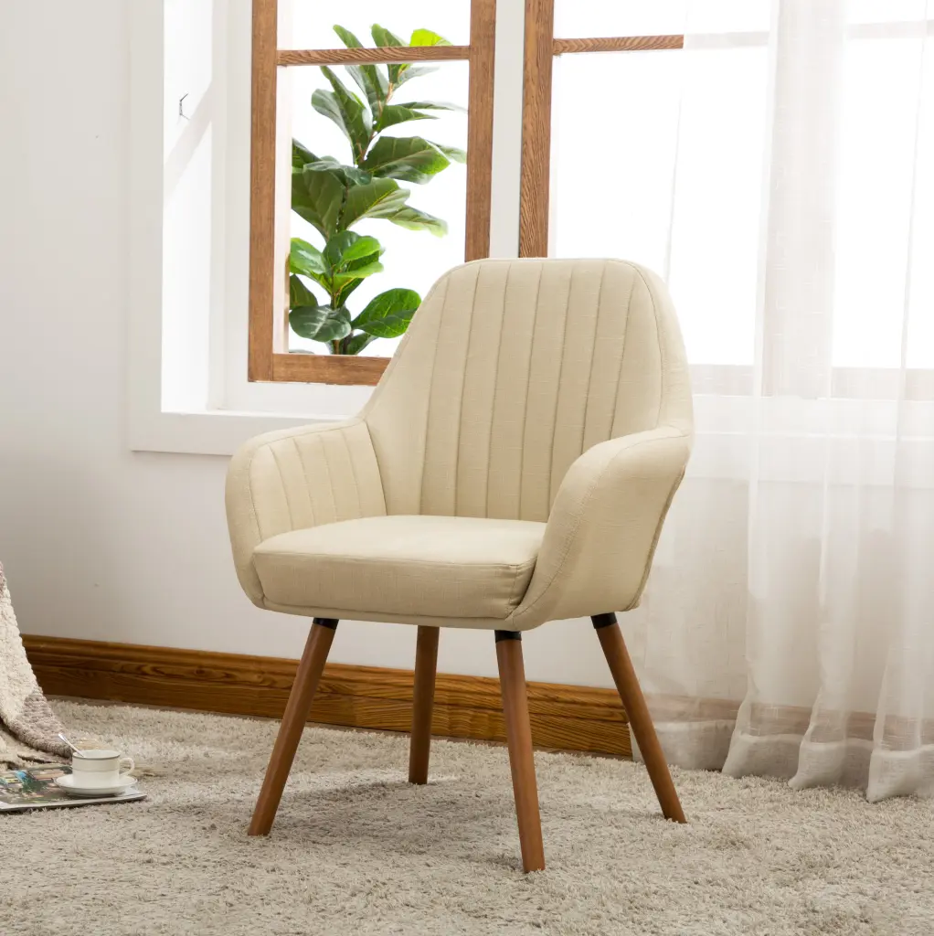 Tuchico Contemporary Fabric Accent Chair Tan Polyester Modern Living Room Seating hz