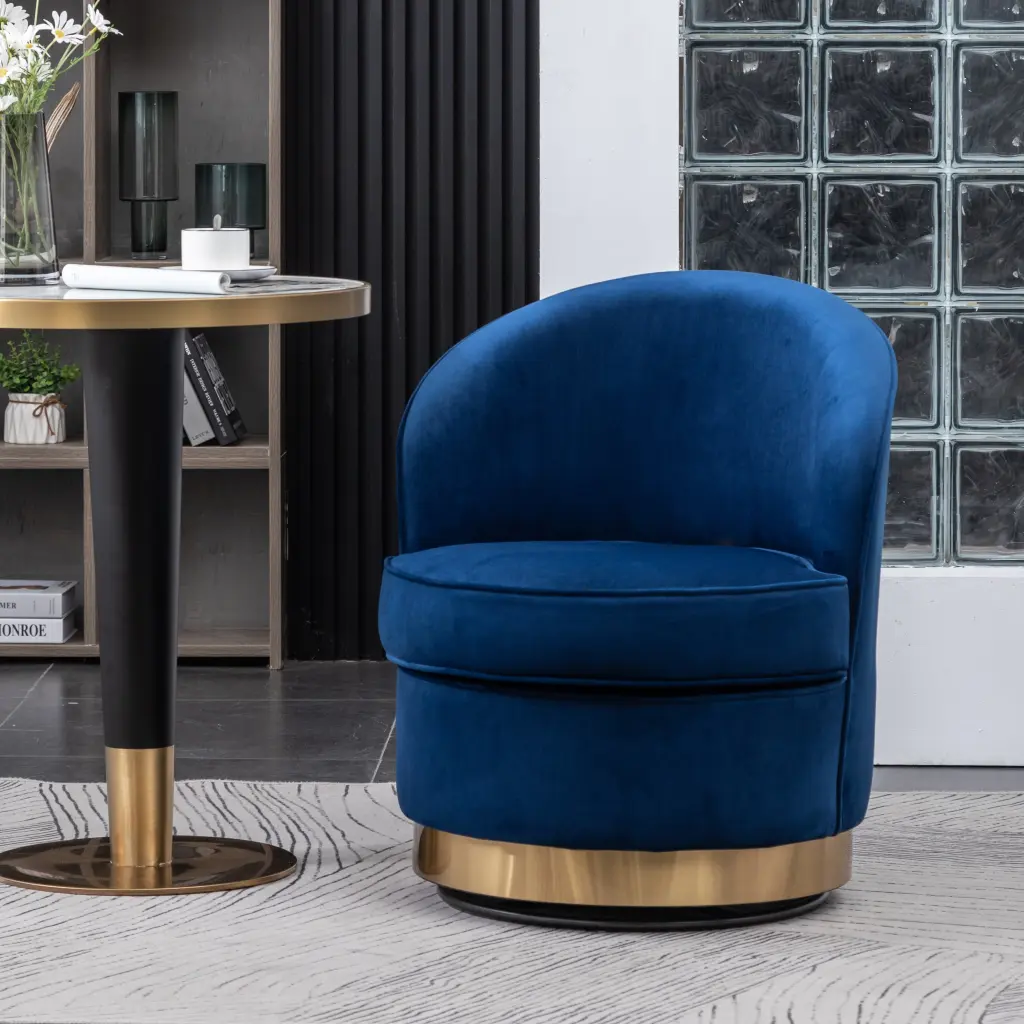 Wania Contemporary Blue Velvet Swivel Chair Living Room Modern Accent Furniture hz