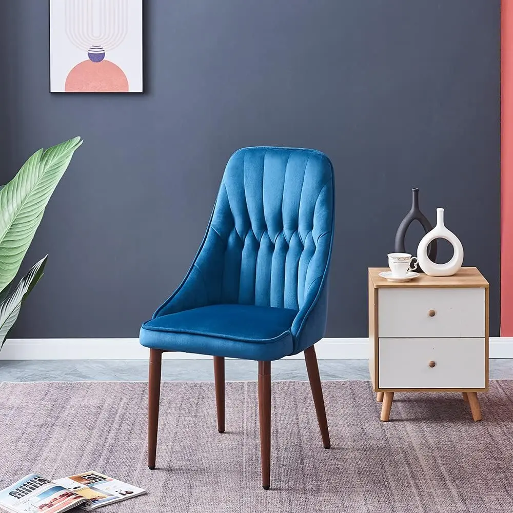 High Class Tall Back Arm Velvet Upholstered Chair Metal Legs ino design