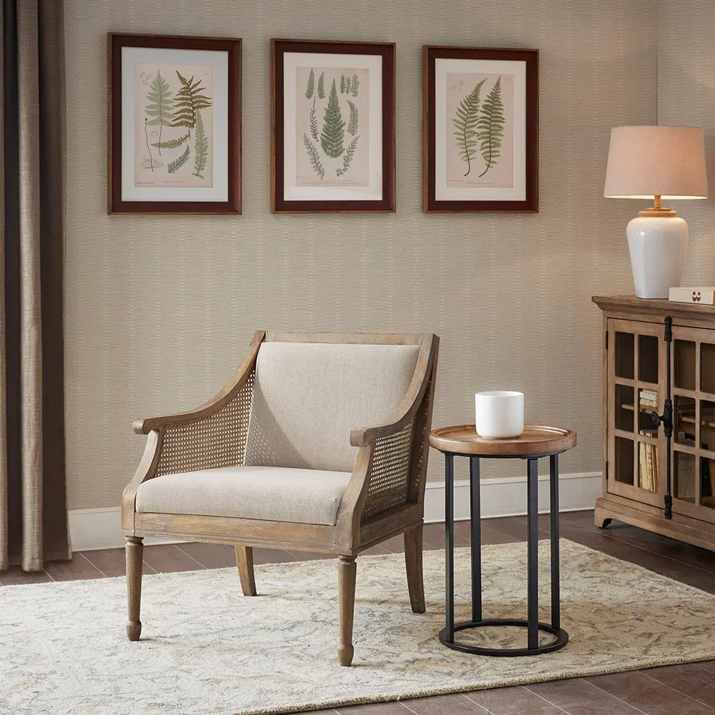 Accent Armchair Natural Polyester Fabric Living Room jla