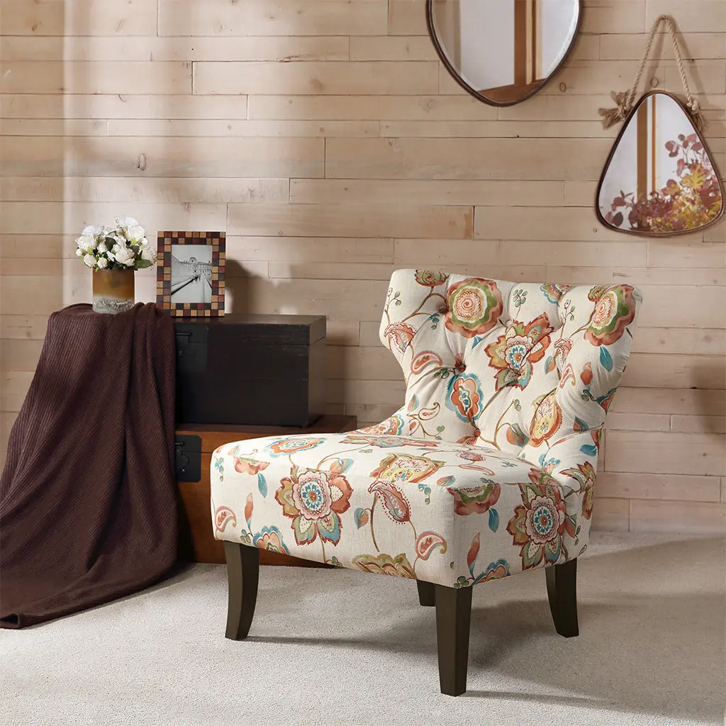Accent Chair Orange Multi Polyester Modern Living Room Chair jla