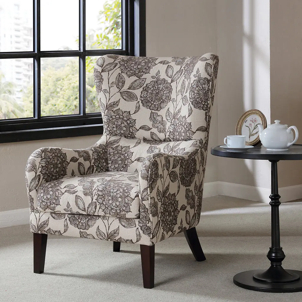 Arianna Swoop Wing Chair Multicolor Solid Wood Modern Accent Chair jla