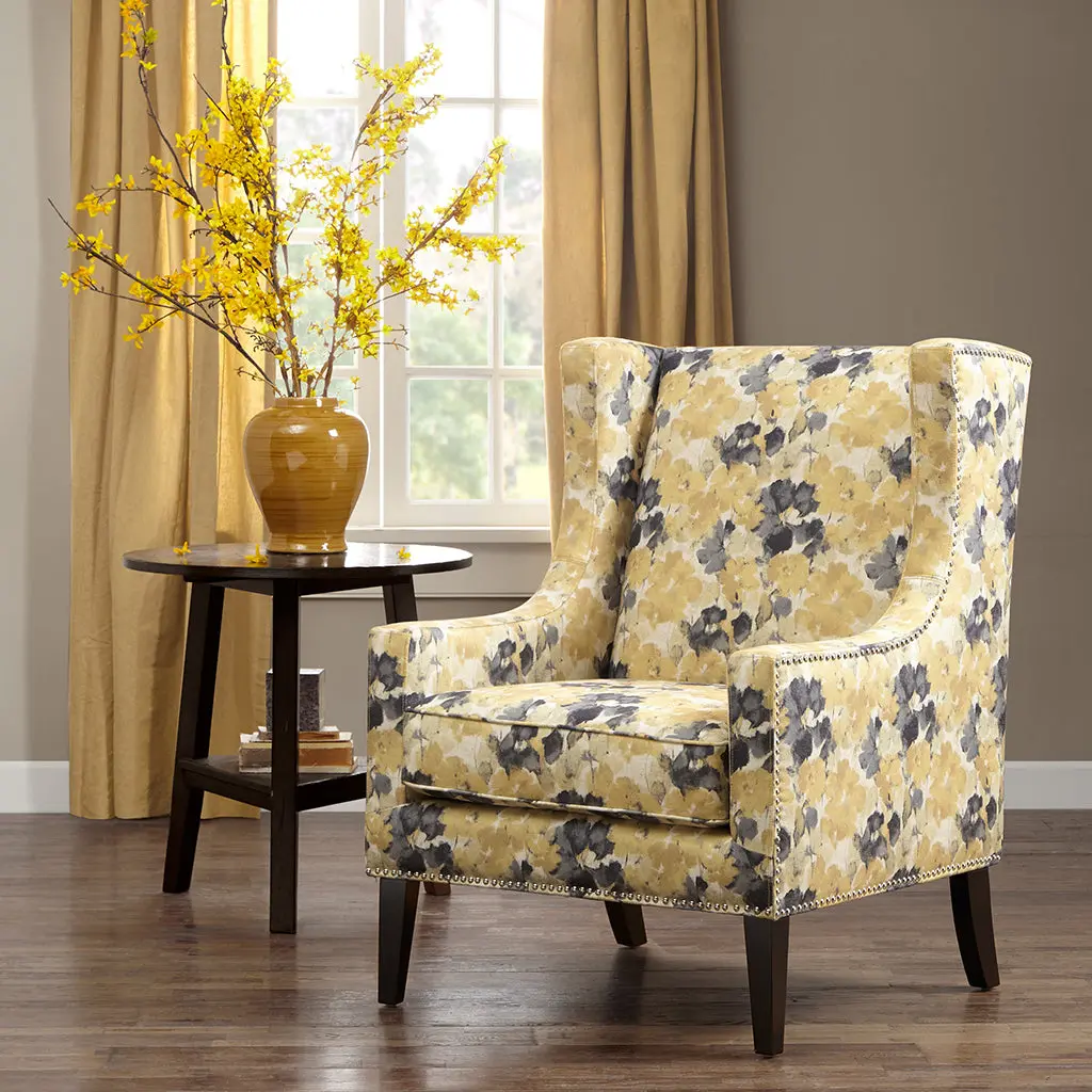 Barton Wing Chair Multicolor Solid Wood Modern Accent Chair Living Room jla