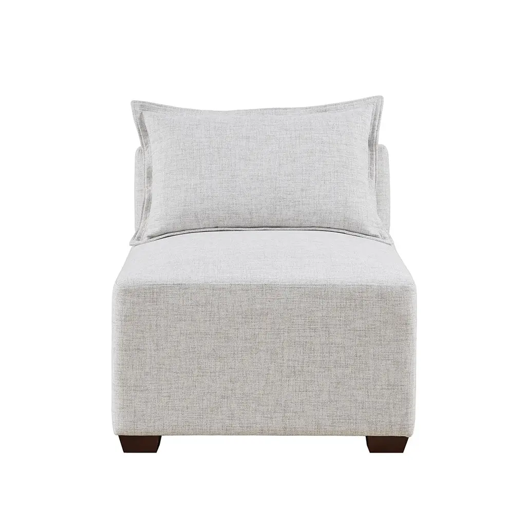 Modular Armless Chair Ivory Polyester Modern Accent Chair Living Room or Office jla