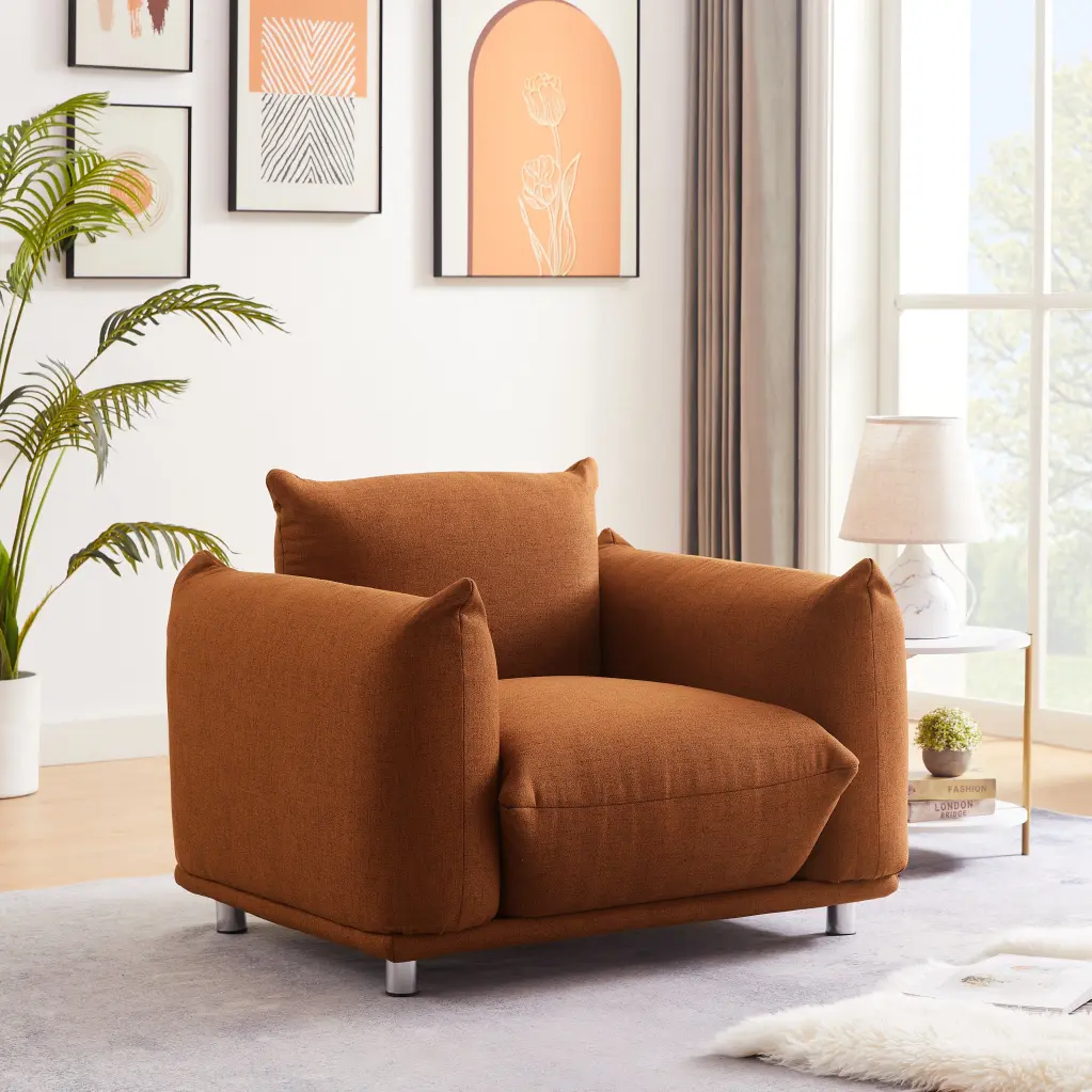 Accent Chair Cotton Linen Single Sofa 42"W Accent Chair Bedroom Living Room jsc furniture