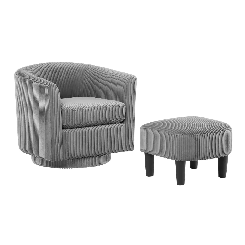Swivel Accent Chair 360 Comfy Recliner Corduroy Arm Chair Single Sofa justone