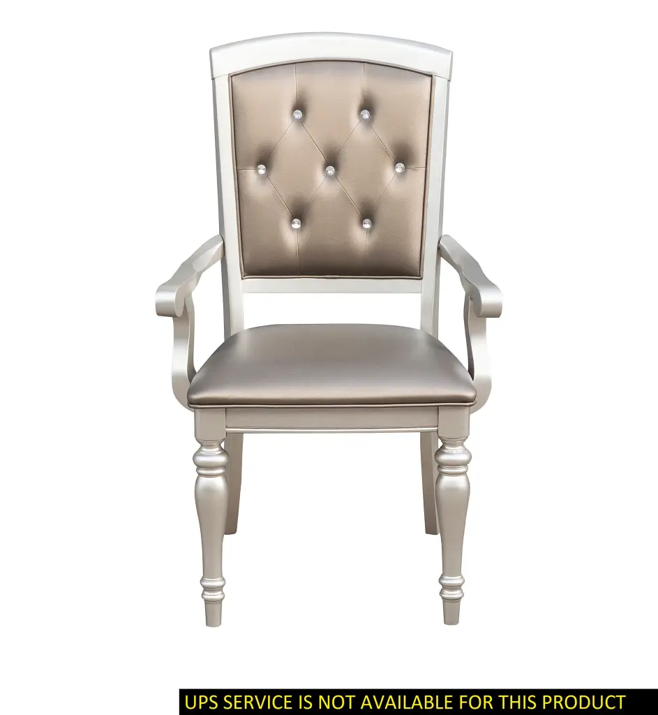 Glamorous Crystal Button Tufted Set 2 Arm Chairs Silver Finish Upholstered kanepe
