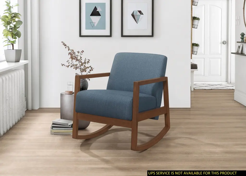 Modern Plush Cushion Rocker Accent Chair Blue Soft Upholstery Living Room kanepe