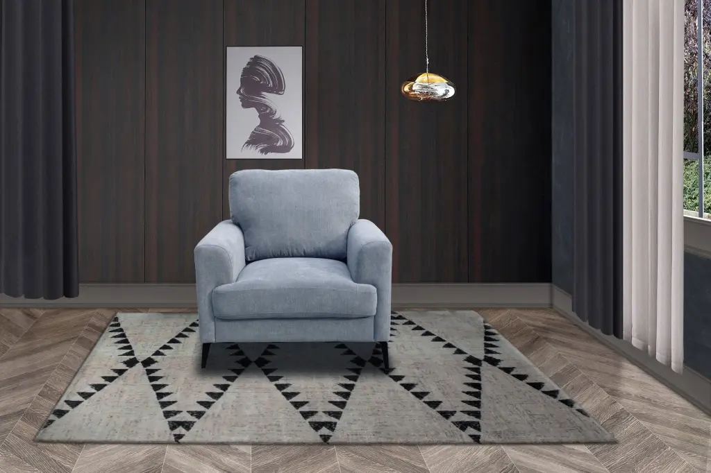 37 Inch Gray Chenille Chair Black Metal Legs Living Room lilola home