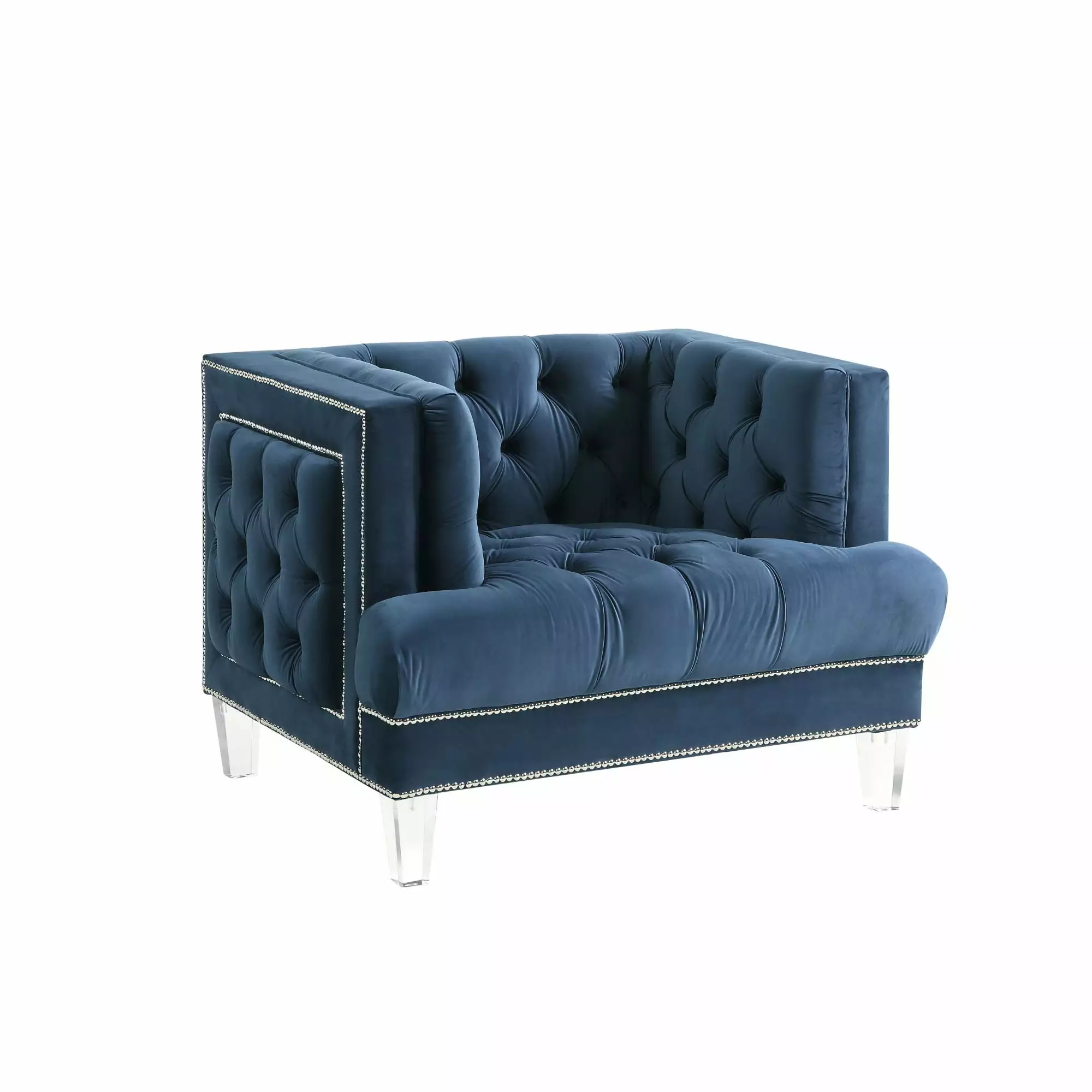 Miekor Furniture Ansario Chair Blue Velvet - Stylish Living Room Accent Chair