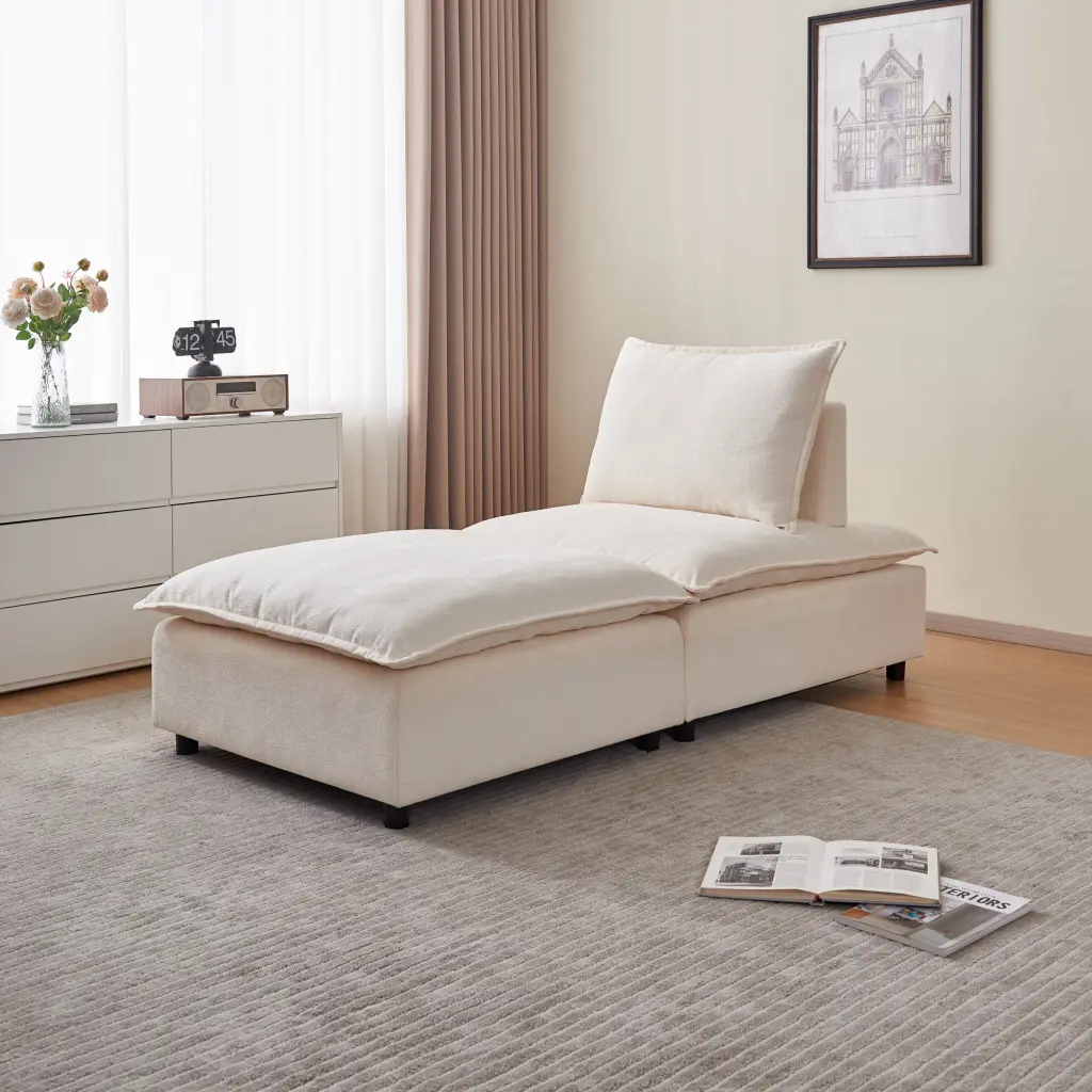 Modern Armless Accent Chair Single Sofa Couch Ottoman Space Saving Design modasi