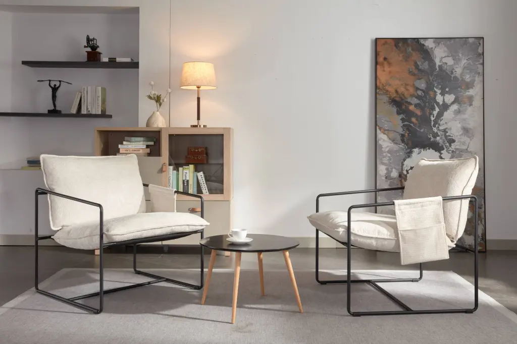 2 Pack Upholstered Hanging Armchair Arm Pocket Metal Frame more furniture