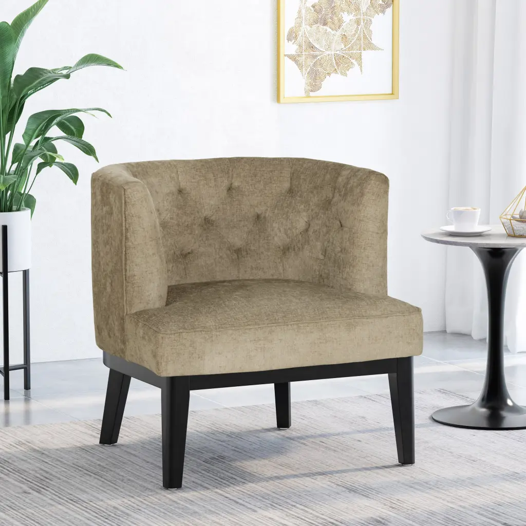 Accent Chair Beige Fabric Comfortable Living Room Seating nh-cloudhouse