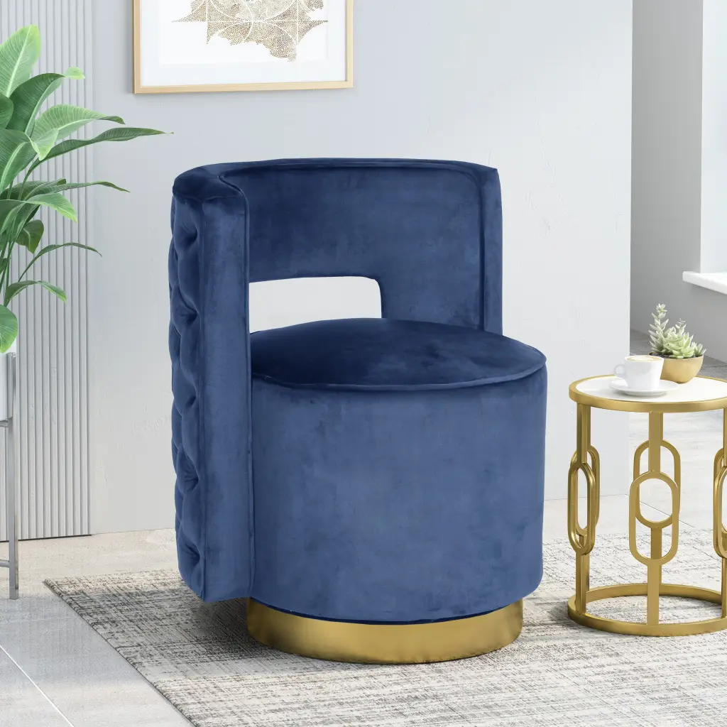 Blue Velvet Swivel Arm Chair Living Room nh-comfortcove