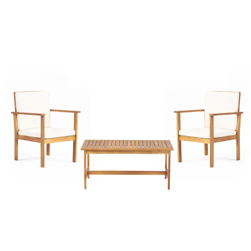2 Club Chairs and Table Set Brown Wood Living Room Accent Furniture nh-comfortcove